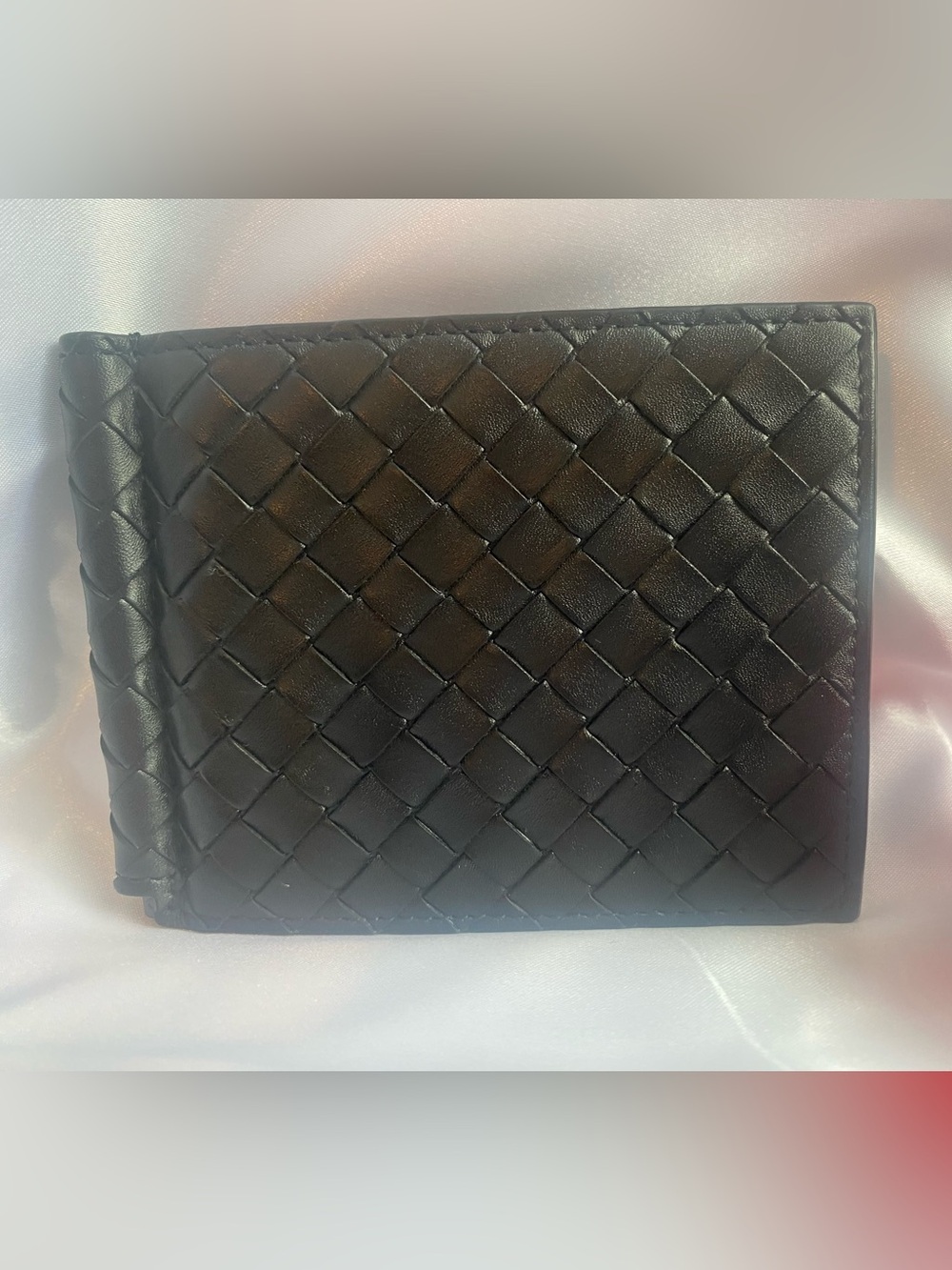 Bottega Veneta Intrecciato Black Leather Slim Wallet w/ Money Clip